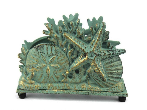 Handcrafted Antique Bronze Cast Iron Seashell Napkin Holder 7" from Hampton Creations Handcrafted Antique Bronze Cast Iron Seashell Napkin Holder 7" from Hampton Creations