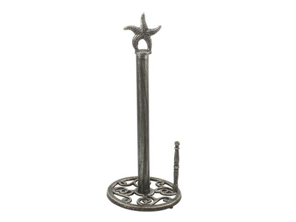 Handcrafted Antique Silver Cast Iron Starfish Paper Towel Holder 15" from Hampton Creations Handcrafted Antique Silver Cast Iron Starfish Paper Towel Holder 15" from Hampton Creations