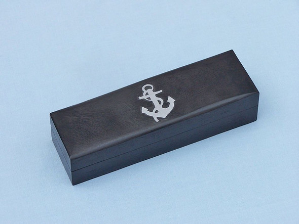 Handcrafted Chrome Boatswain (Bosun) Whistle 5" w/ Black Rosewood Box from Hampton Creations