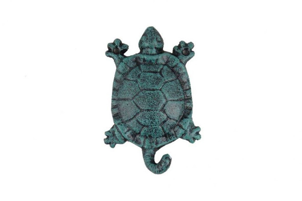 Handcrafted Seaworn Blue Cast Iron Turtle Key Hook 6" from Hampton Creations Handcrafted Seaworn Blue Cast Iron Turtle Key Hook 6" from Hampton Creations