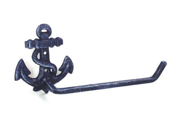 Handcrafted Rustic Dark Blue Cast Iron Anchor Hand Towel Holder 10" from Hampton Creations Handcrafted Rustic Dark Blue Cast Iron Anchor Hand Towel Holder 10" from Hampton Creations