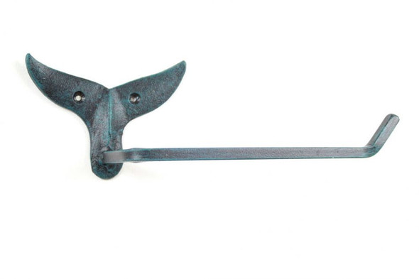 Handcrafted Seaworn Blue Cast Iron Whale Tail Toilet Paper Holder 11" from Hampton Creations Handcrafted Seaworn Blue Cast Iron Whale Tail Toilet Paper Holder 11" from Hampton Creations