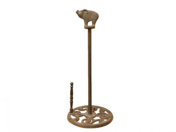 Handcrafted Cast Iron Pig Paper Towel Holder 15" from Hampton Creations
