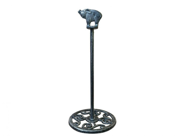 Handcrafted Rustic Silver Cast Iron Pig Extra Toilet Paper Stand 15" from Hampton Creations Handcrafted Rustic Silver Cast Iron Pig Extra Toilet Paper Stand 15" from Hampton Creations