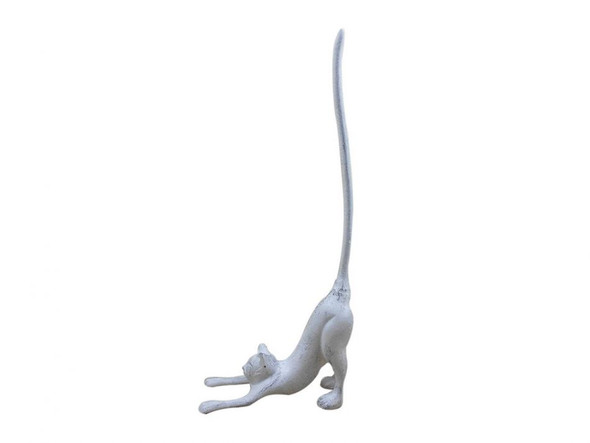 Handcrafted Whitewashed Cast Iron Yoga Cat Bathroom Extra Toilet Paper Stand 19" from Hampton Creations Handcrafted Whitewashed Cast Iron Yoga Cat Bathroom Extra Toilet Paper Stand 19" from Hampton Creations
