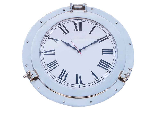Handcrafted Chrome Decorative Ship Porthole Clock 24" from Hampton Creations