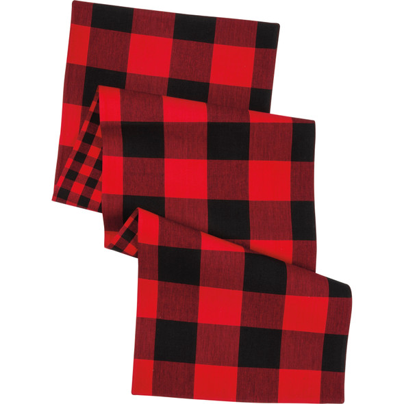 Double Sided Red & Black Buffalo Check Cotton Table Runner Cloth 56x15 from Primitives by Kathy