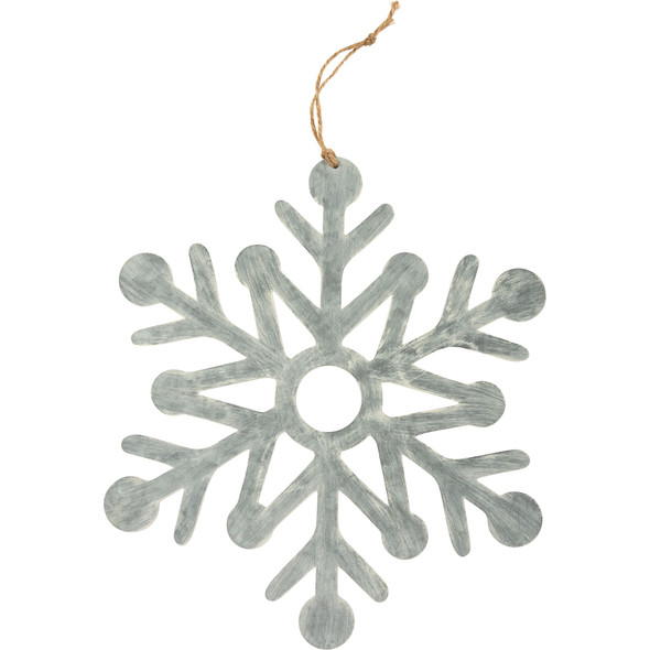 Large Silver Metal Snowflake Hanging Christmas Ornament 11.5 Inch from Primitives by Kathy