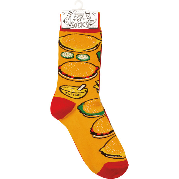 Burgers & Fries Colorfully Printed Cotton Socks from Primitives by Kathy