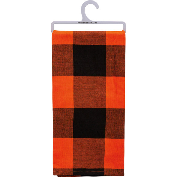 Black & Orange Check Design Cotton Dish Towel 20x28 from Primitives by Kathy