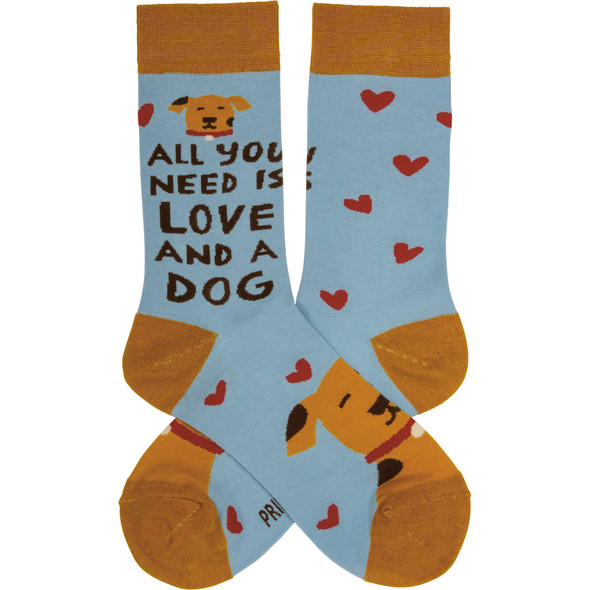 Dog Lover All You Need Is Love And A Dog Colorful Cotton Socks from Primitives by Kathy