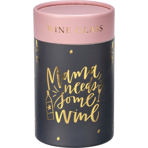 Metallic Gold Colored Mama Needs Some Wine Stemless Wine Glass 15 Oz from Primitives by Kathy