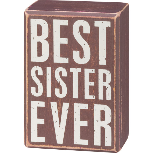 Floral Design Best Sister Ever Decorative Wooden Box Sign & Sock Set from Primitives by Kathy