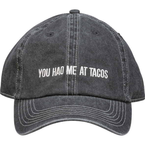 You Had Me At Tacos Black & White Cotton Baseball Cap from Primitives by Kathy