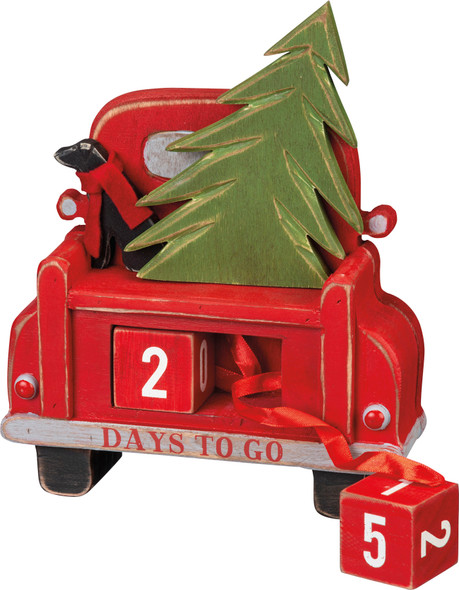 Christmas Tree Truck Days To Go Wooden Block Countdown Sign from Primitives by Kathy