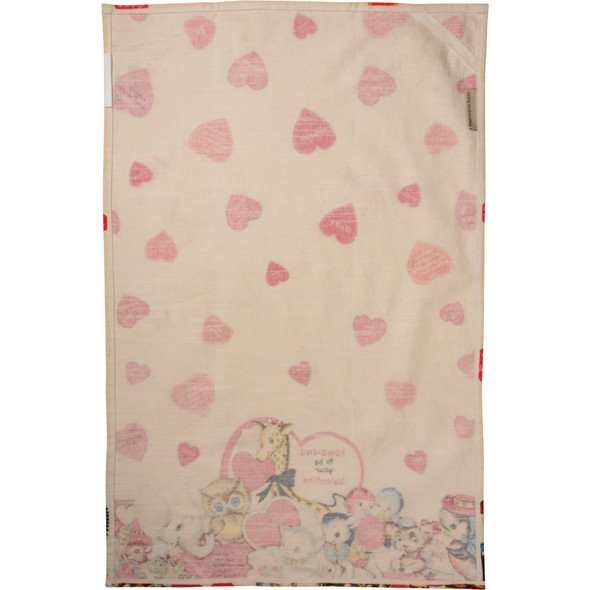 Cute Animals Heart Design Long-ing To Be Your Valentine Cotton Dish Towel 18x28 from Primitives by Kathy