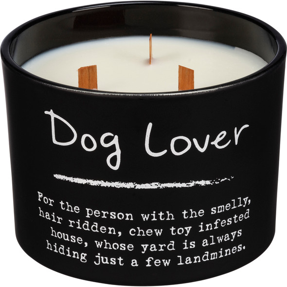 Dog Lover Sentiment Soy Based Wax Candle (Sea Salt & Sage Scent) With Wooden Wicks from Primitives by Kathy