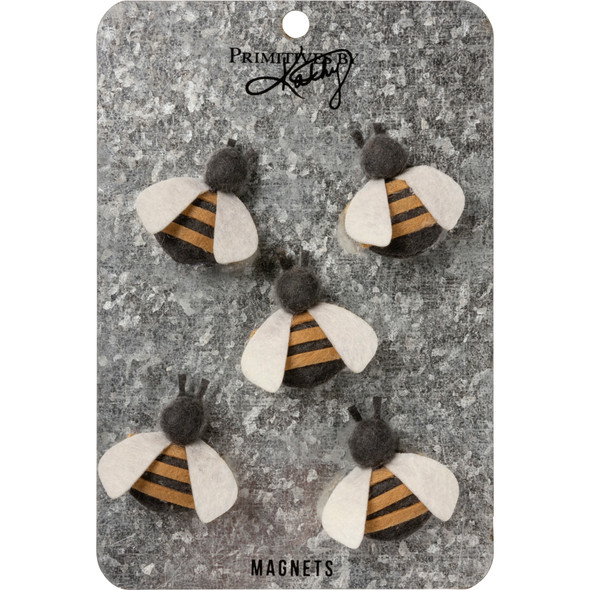 Bumblebees Refrigerator Magnets Set of 5 from Primitives by Kathy