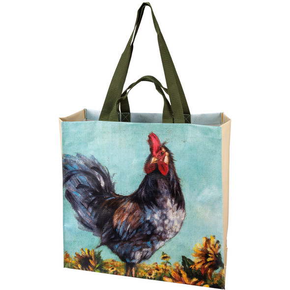 Market Tote Bag - Double Sided Farm Animal Rooster & Cow from Primitives by Kathy