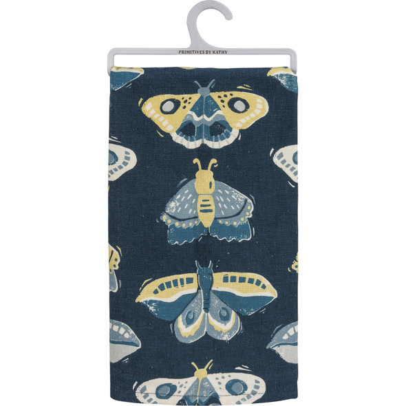 Moth Print Design Let Your Light Shine Cotton Kitchen Dish Towel 20x26 from Primitives by Kathy