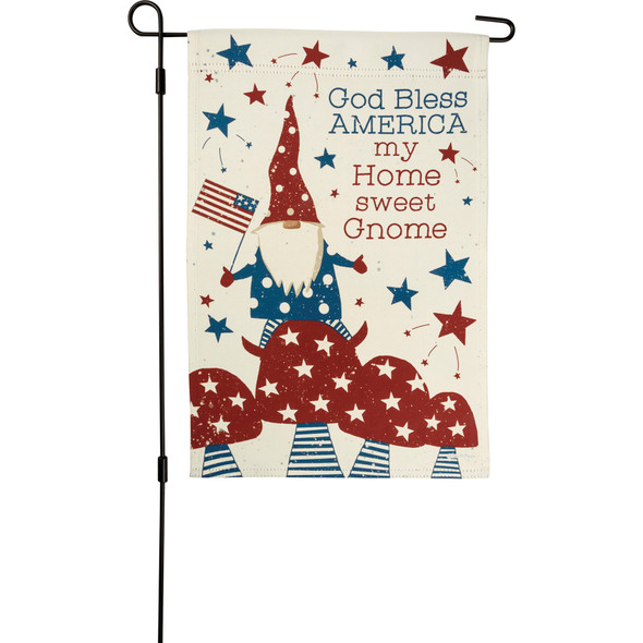 Patriotic America My Home Sweet Gnome Decorative Garden Flag 12x18 from Primitives by Kathy