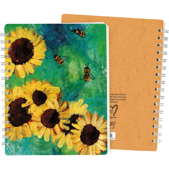 Sunflowers & Bumblebee Design Spiral Notebook (120 Lined Pages) from Primitives by Kathy