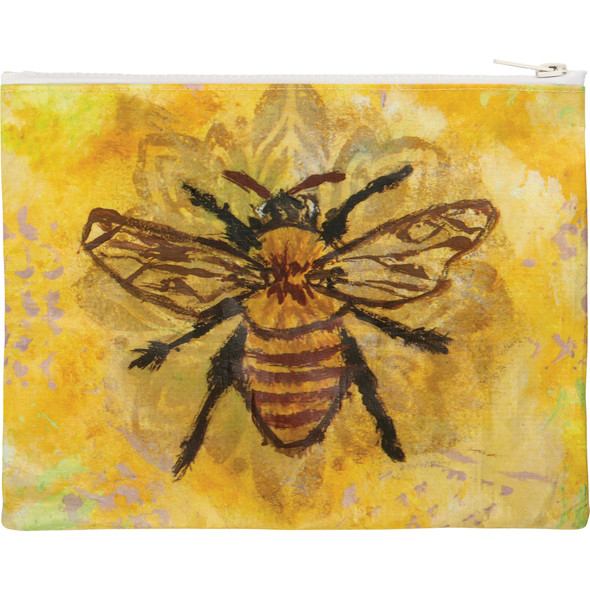 Double Sided School Supply Zipper Pouch  - Bumblebee Design 9.5 Inch x 7 Inch from Primitives by Kathy