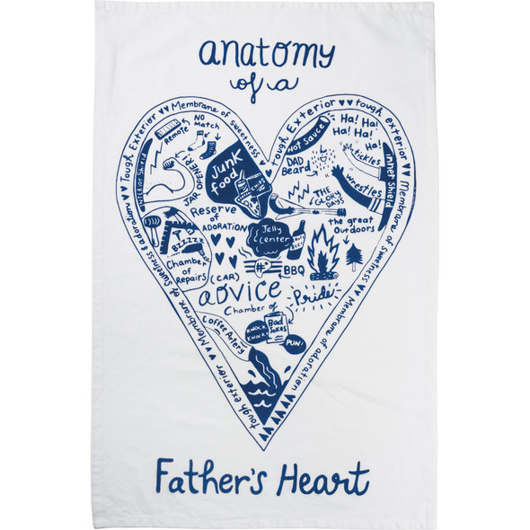 Anatomy Of A Father's Heart Cotton Kitchen Dish Towel 18x28 from Primitives by Kathy