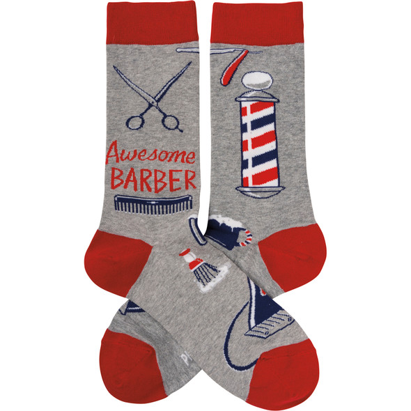 Awesome Barber Colorfully Printed Cotton Socks from Primitives by Kathy