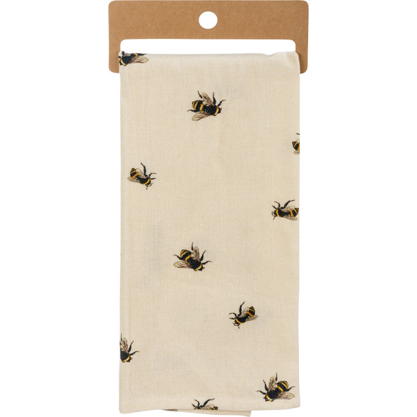 Cotton Linen Blend Kitchen Dish Towel - Bumblebee Design - Show Me The Honey 18x28 from Primitives by Kathy