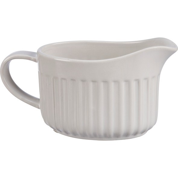 Awesome Sauce White Ribbed Texture Stoneware Gravy Boat from Primitives by Kathy