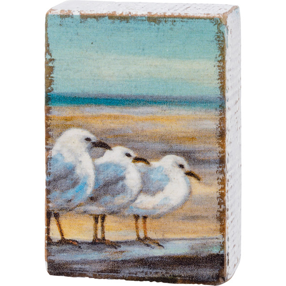 Seagulls On A Sandy Beach Decorative Wooden Block Sign 2x3 from Primitives by Kathy