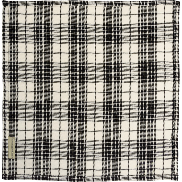 Black & White Plaid Cotton Table Napkin 15x15 from Primitives by Kathy