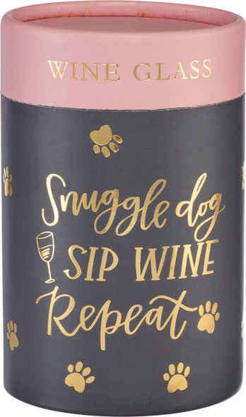 Snuggle Dog Sip Wine Repeat Stemless Wine Glass 15 Oz from Primitives by Kathy