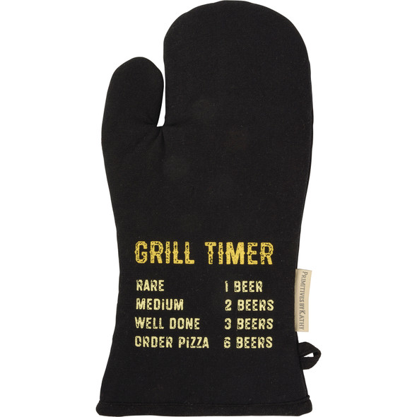 Pot Holder & Oven Mitt Set (Grill Some Meat & Beer Timer) from Primitives by Kathy