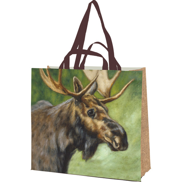 Double Sided Woodland Moose & Dow With Fawn Shopping Tote Bag from Primitives by Kathy