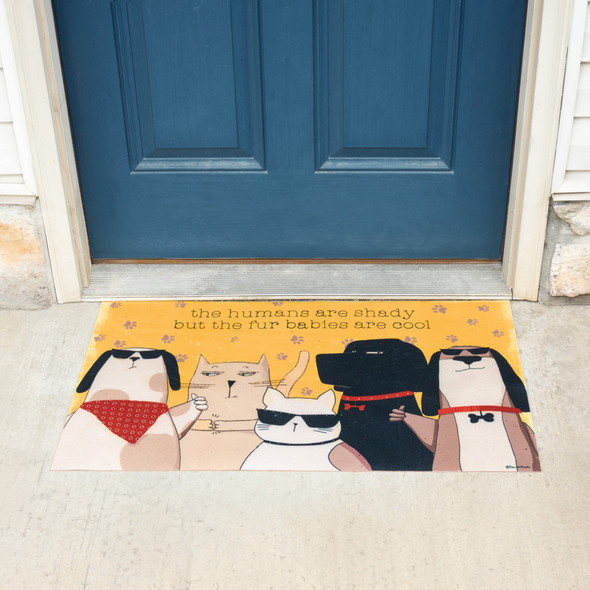 Pet Lover The Humans Are Shady But Fur Babies Are Cool Rustic Door Mat 34x20 from Primitives by Kathy
