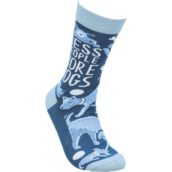 Less People More Dogs Colorfully Printed Cotton Socks from Primitives by Kathy