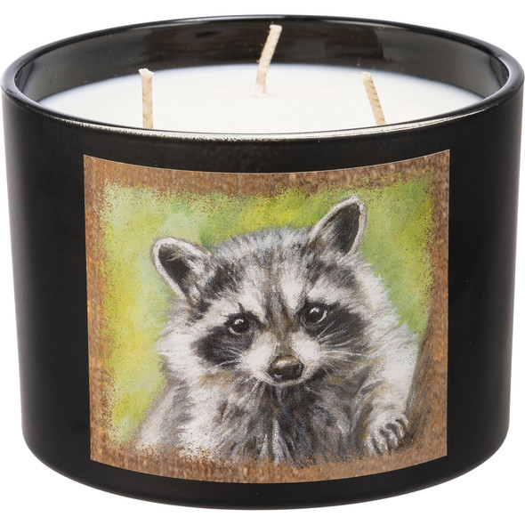 Raccoon Design Matte Black Glass Jar Candle (Cedar Scent) 14 oz from Primitives by Kathy