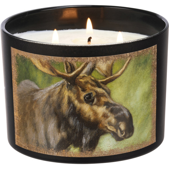 Moose Art Design Matte Black Glass Jar Candle (Smoky Citrus Scent) 14 Oz from Primitives by Kathy