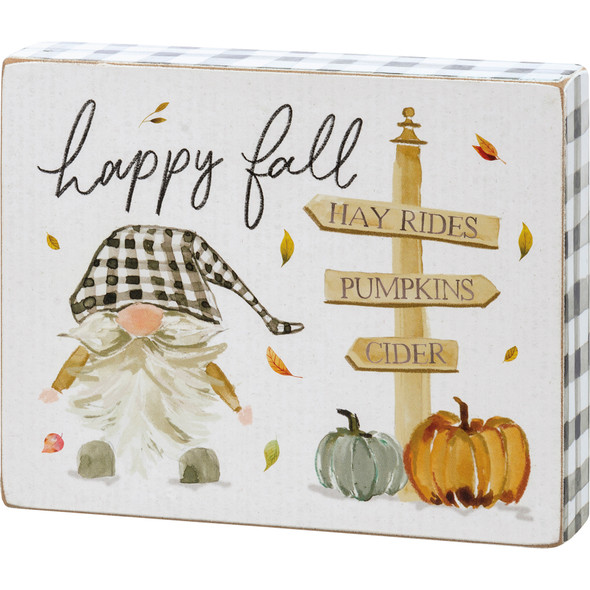 Watercolor Art Gnome & Road Sign Happy Fall (Hay Rides & Pumpkins & Cider) from Primitives by Kathy