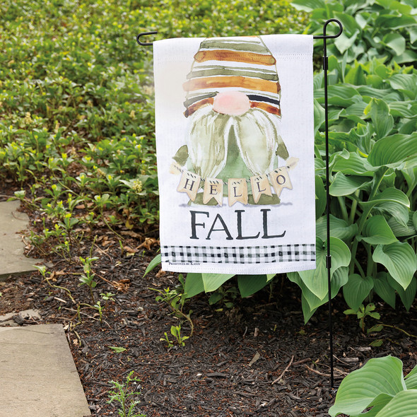Double Sided Decorative Polyester Garden Flag - Hello Fall Gnome - 12 Inch x 18 Inch from Primitives by Kathy