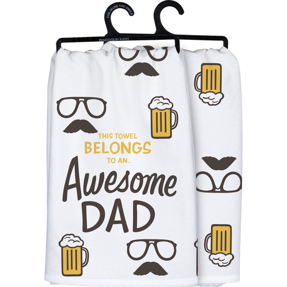 Beer & Mustache Design This Towel Belongs To An Awesome Dad Cotton Kitchen Dish Towel 28x28 from Primitives by Kathy