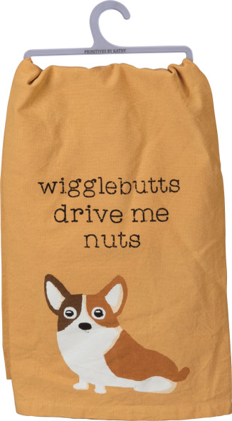 Dog Lover Wigglebutts Drive Me Nuts Cotton Dish Towel 28x28 from Primitives by Kathy