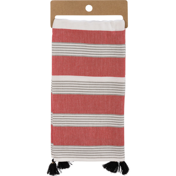 Red & White Striped Merry Christmas Woven Cotton Kitchen Dish Towel 20x28 from Primitives by Kathy