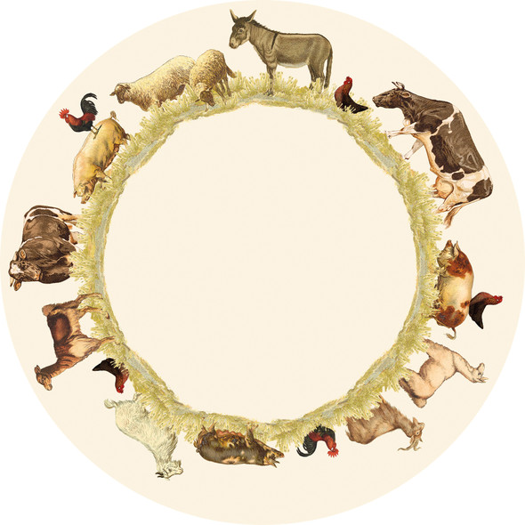Pack of 24 Round Paper Placemats - Rustic Farm Animals Design (16 Inch) from Primitives by Kathy