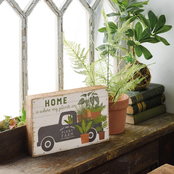 Botanical Pickup Truck Home Is Where My Plants Are Decorative Wooden Box Sign 10 Inch from Primitives by Kathy