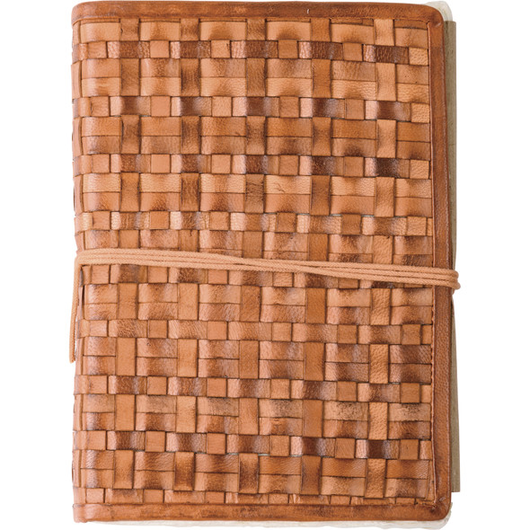 Woven Cover Leather Bound Blank Journal (96 Unlined Pages) from Primitives by Kathy