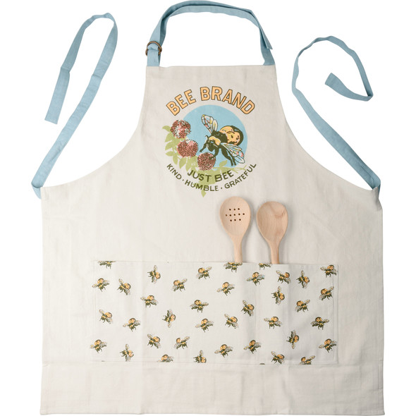 Bee Brand Just Be Kind Humble Grateful Cotton Kitchen Apron from Primitives by Kathy