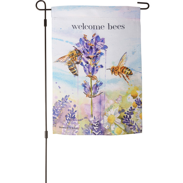 Honey Bees & Lavender Flowers Welcome Bees Double Sided Garden Flag 12x18 from Primitives by Kathy